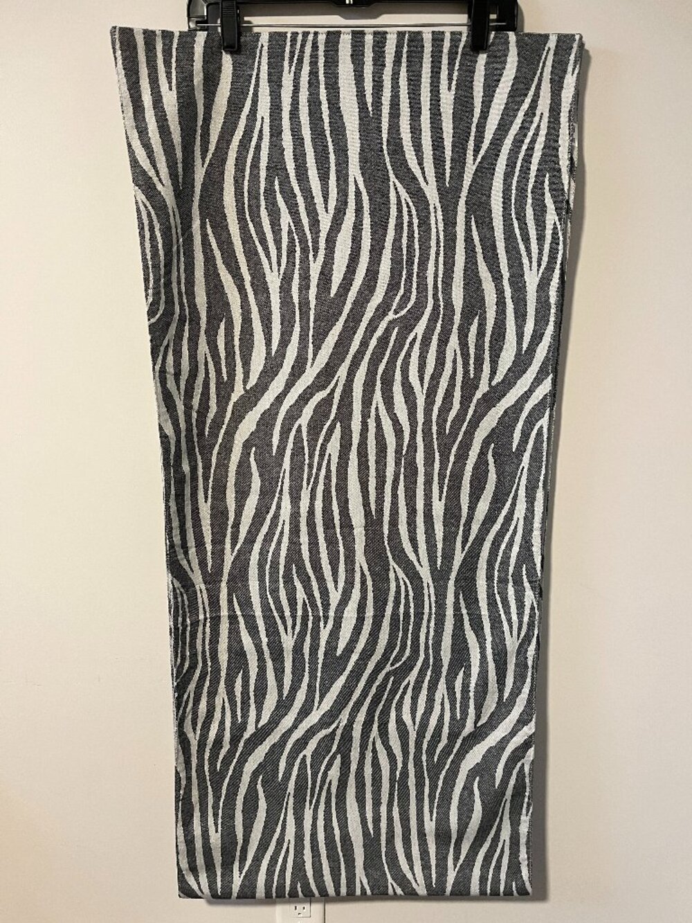 Diane Von Furstenberg Table Runner 90" x 20" Gray Zebra Stripes